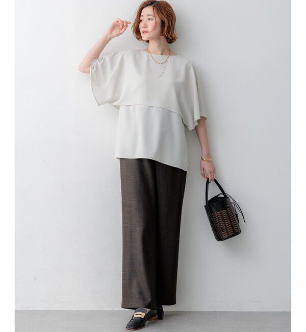 23区「【吸水速乾/UVカット/接触冷感】ストレッチジョーゼット  ケープデザイン カットソー」|Tシャツ・カットソー|