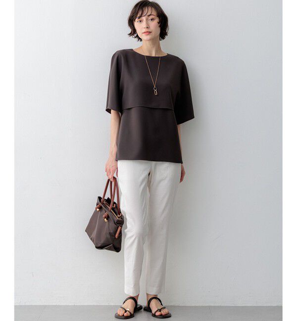 23区「【吸水速乾/UVカット/接触冷感】ストレッチジョーゼット  ケープデザイン カットソー」|Tシャツ・カットソー|