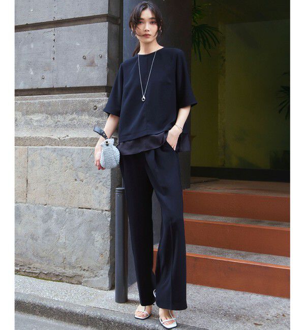 23区「【吸水速乾/UVカット/接触冷感】ストレッチジョーゼット シアーコンビ カットソー」|Tシャツ・カットソー|