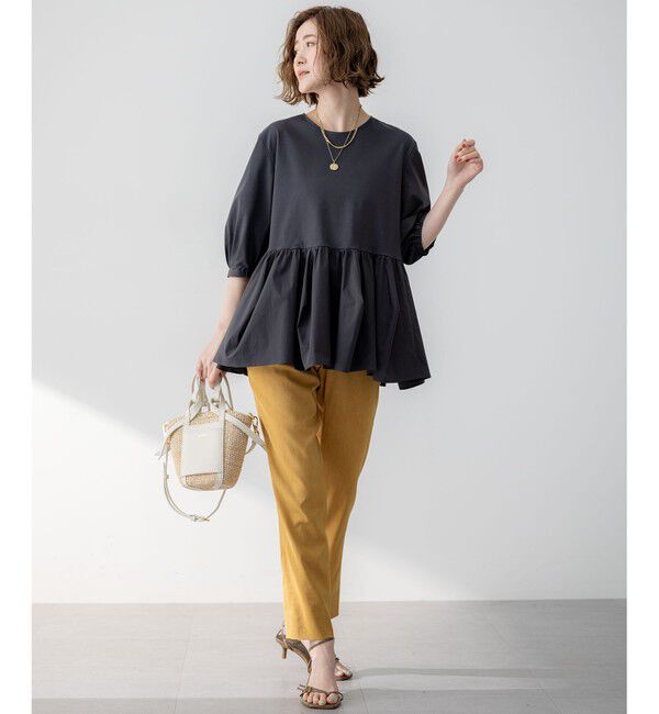 23区「【GLOW8月号掲載/洗える】ランダムフリルジャージー ペプラム カットソー」|Tシャツ・カットソー|