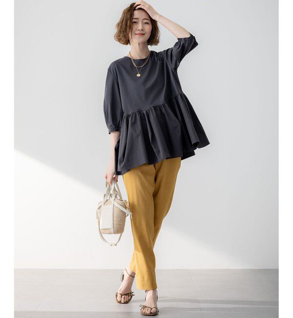 23区「【GLOW8月号掲載/洗える】ランダムフリルジャージー ペプラム カットソー」|Tシャツ・カットソー|