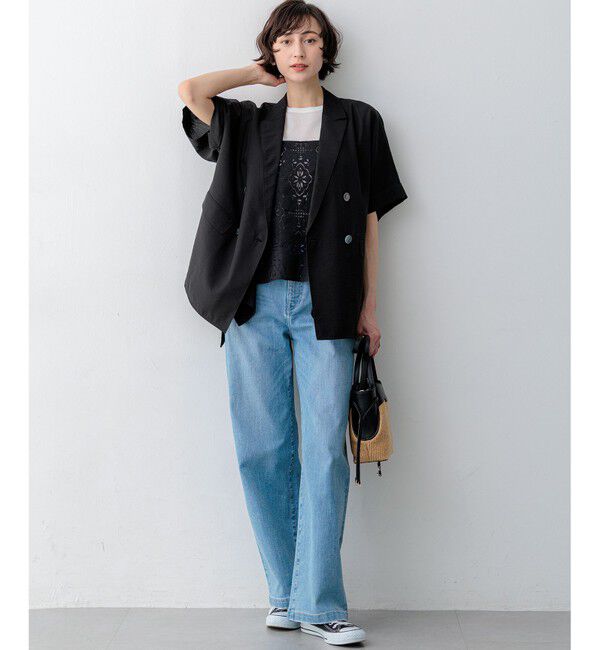 23区「【一部先行予約/見上愛さん着用/接触冷感】23区DENIM サマー ストレート ワイド パンツ」|デニム|