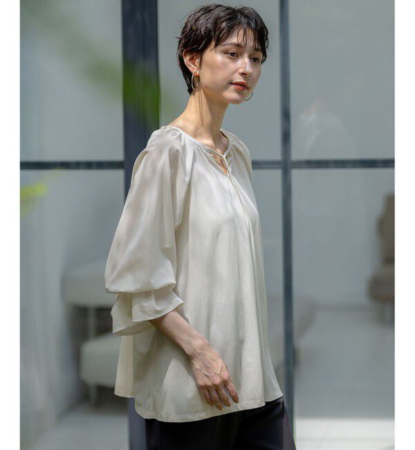 23区「【洗える】クリアトリコットジャージー ギャザーデザイン カットソー」|Tシャツ・カットソー|