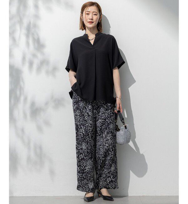 23区「【吸水速乾/UVカット/接触冷感】ストレッチジョーゼット バンドカラー カットソー」|Tシャツ・カットソー|