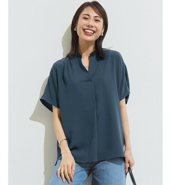 23区「【吸水速乾/UVカット/接触冷感】ストレッチジョーゼット バンドカラー カットソー」|Tシャツ・カットソー|ﾀﾞｰｸｸﾞ