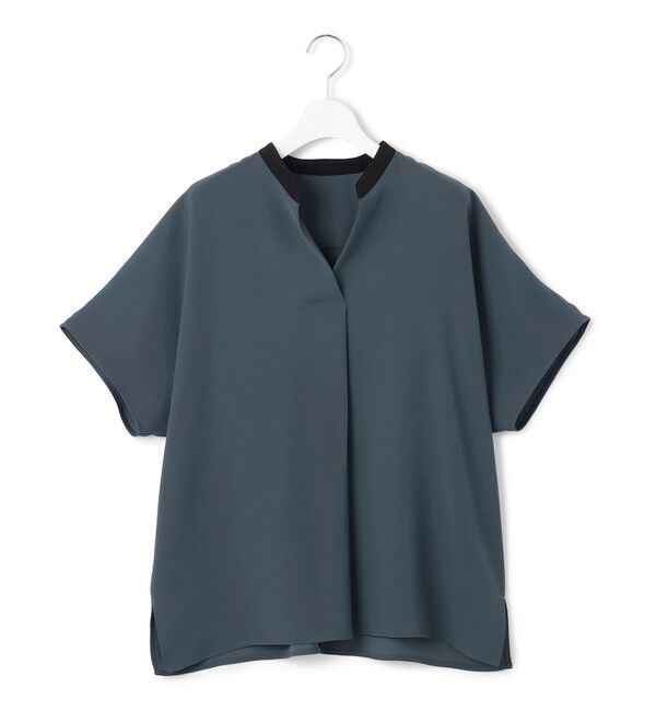 23区「【吸水速乾/UVカット/接触冷感】ストレッチジョーゼット バンドカラー カットソー」|Tシャツ・カットソー|