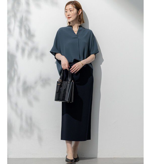 23区「【吸水速乾/UVカット/接触冷感】ストレッチジョーゼット バンドカラー カットソー」|Tシャツ・カットソー|