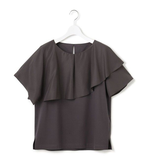 23区「【汗じみ防止/洗える】スムースデザイン ラッフルカラー カットソー」|Tシャツ・カットソー|