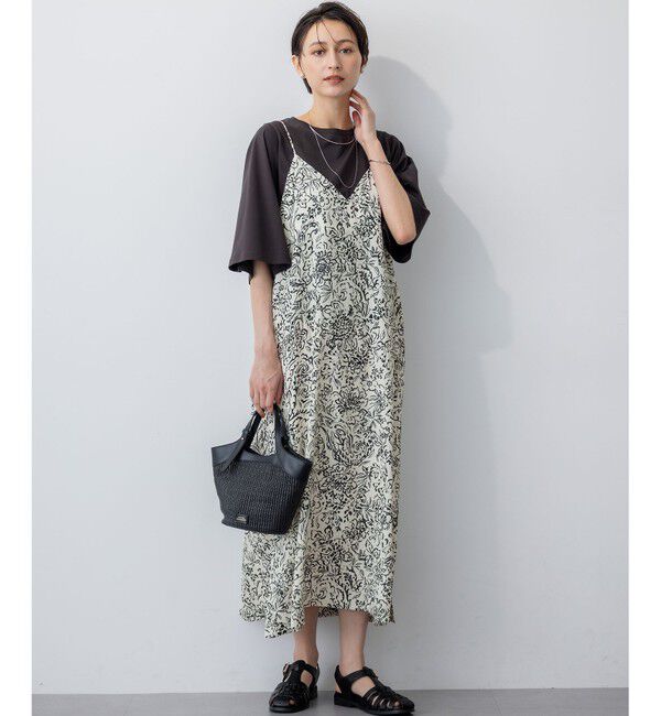 23区「【洗える】アンティークフラワープリント キャミソールワンピース」|ワンピース|