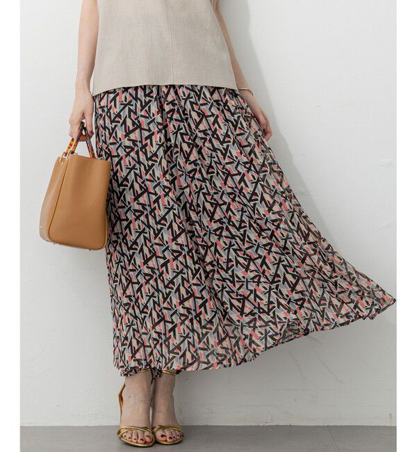 23区「【洗える】Ratti アブストラクトプリント スカート」|スカート|ｵﾚﾝｼﾞﾌ