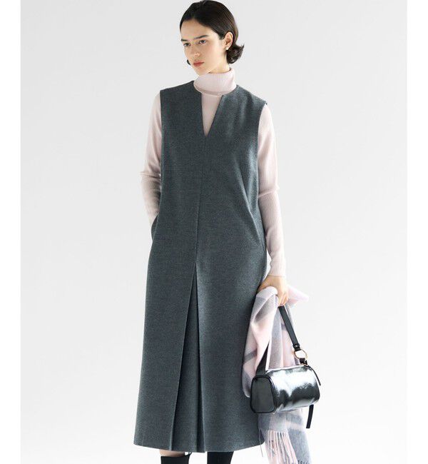 23区「ウールミルドジャージー ボックスタック ジャンパースカート」|ワンピース|グレー系