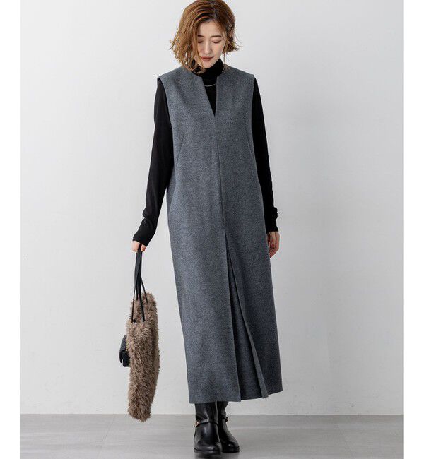 23区「ウールミルドジャージー ボックスタック ジャンパースカート」|ワンピース|