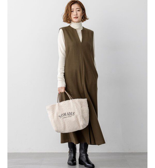 23区「ウールミルドジャージー ボックスタック ジャンパースカート」|ワンピース|