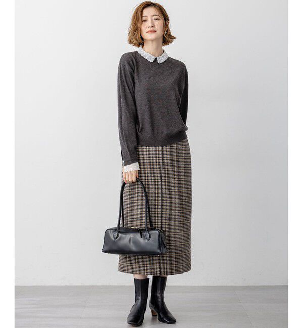 23区「【見上愛さん着用】ボンディングチェックツイード Iライン スカート」|スカート|