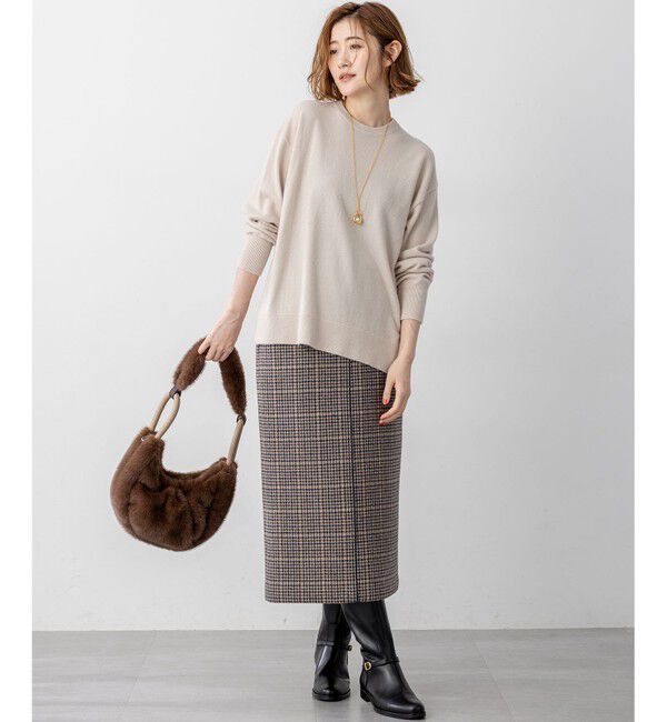 23区「【見上愛さん着用】ボンディングチェックツイード Iライン スカート」|スカート|