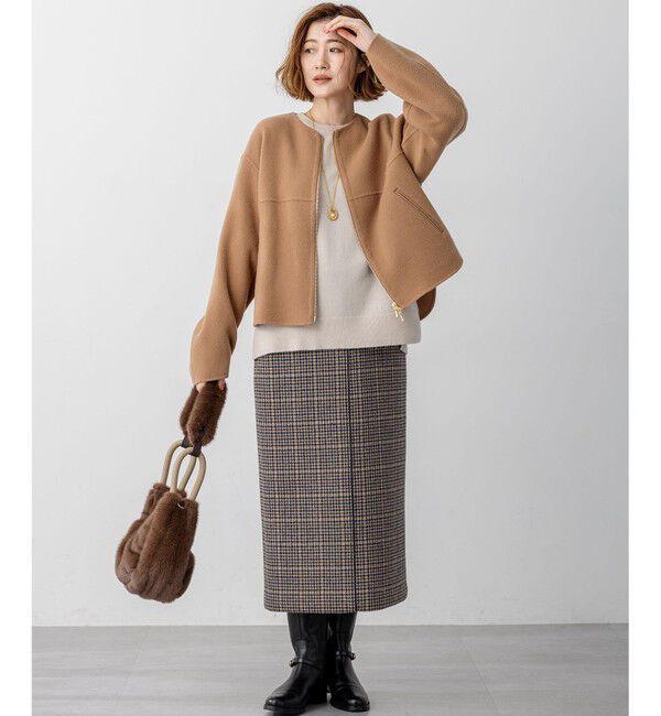 23区「【見上愛さん着用】ボンディングチェックツイード Iライン スカート」|スカート|