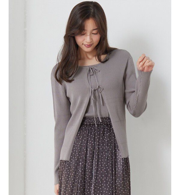 any SiS「【2SET】リボンカーデツイン ニット」|ニット・セーター|ライトグレー