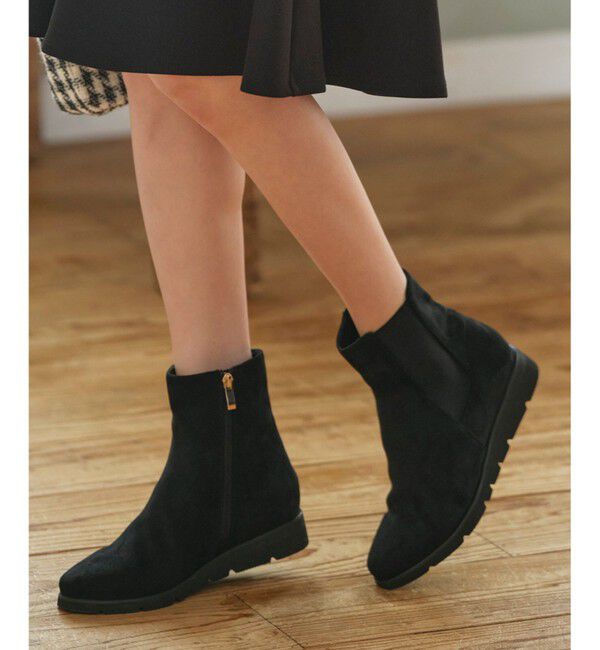 any SiS「【23.0~24.0cm】フラットサイドゴア ブーツ」|ショートブーツ|ブラック