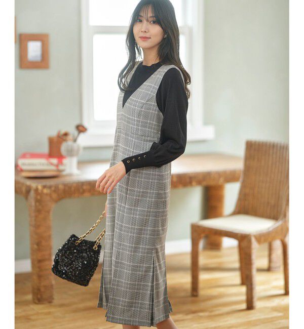 any SiS「【2SET】チェック ジャンパースカート&times; ニット」|ジャンパースカート|