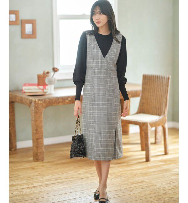 any SiS「【2SET】チェック ジャンパースカート&times; ニット」|ジャンパースカート|