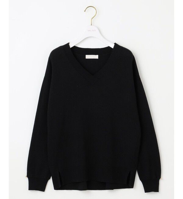any SiS「【ウールブレンドシリーズ】フロント切替Vネック ニット」|ニット・セーター|