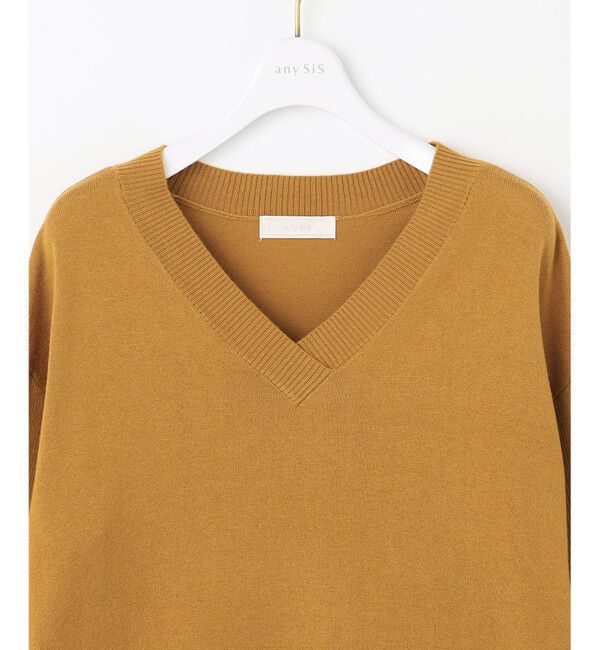 any SiS「【ウールブレンドシリーズ】フロント切替Vネック ニット」|ニット・セーター|