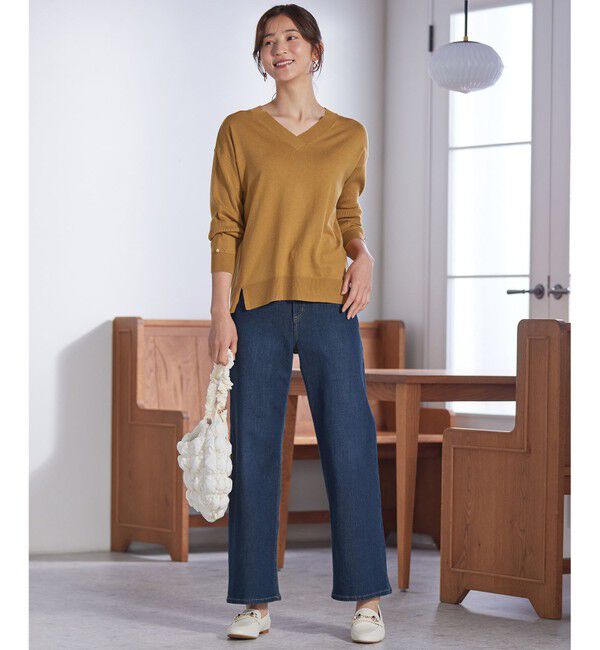 any SiS「【ウールブレンドシリーズ】フロント切替Vネック ニット」|ニット・セーター|