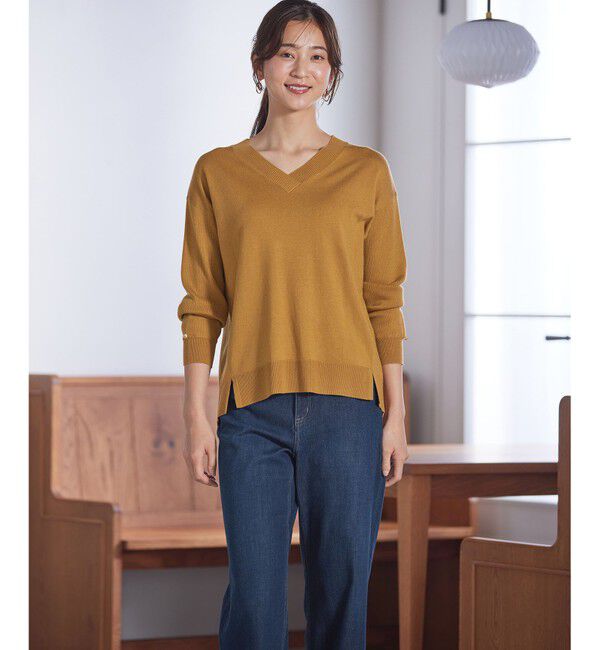 any SiS「【ウールブレンドシリーズ】フロント切替Vネック ニット」|ニット・セーター|