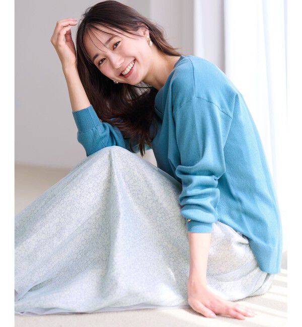 any SiS「【ウールブレンドシリーズ】フロント切替Vネック ニット」|ニット・セーター|ブルー