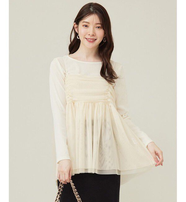 ANY SIS「【洗える】チュールレイヤード キャミソール」|キャミソール|アイボリー