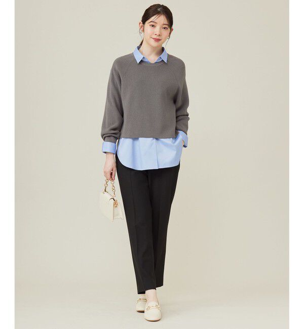 ANY SIS「【BAILA12月号掲載・貴島明日香さんコラボ】ニットレイヤード シャツ ツインセット」|ニット・セーター|