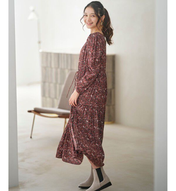 ANY SIS「【BAILA12月号掲載・貴島明日香さんコラボ】ペイントタッチフラワー ワンピース」|ワンピース|