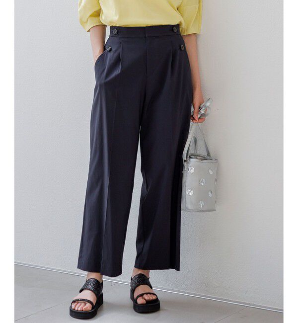 ANY SIS「【ストレッチ・接触冷感・撥水・UVカット・洗える】エアリーストレッチ ワイドパンツ」|その他|ネイビー