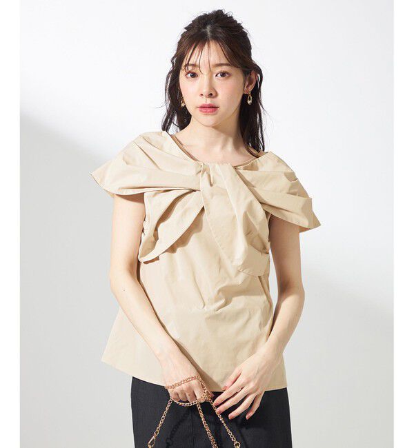 any SiS「【洗える】ツイストフロント ブラウス」|シャツ・ブラウス|ベージュ