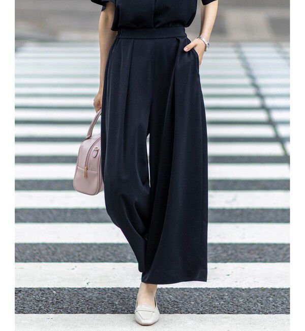 ANY SIS「【接触冷感・吸水速乾・UVカット】サラキレイ ワイドパンツ」|その他|ネイビー