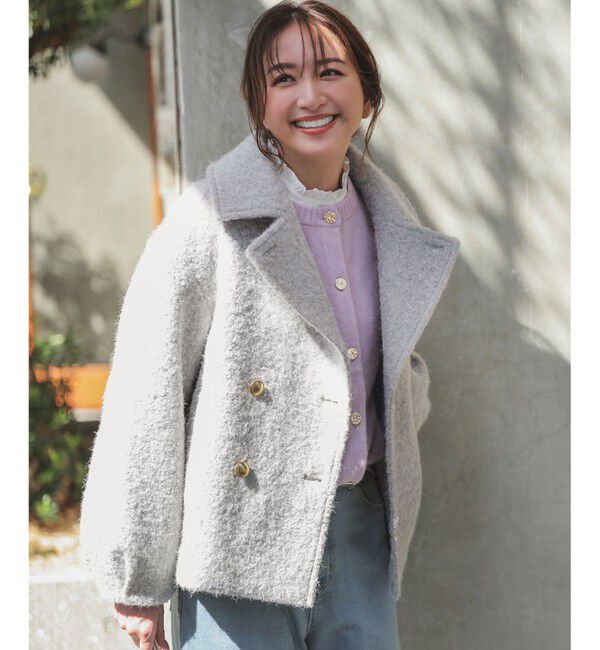 ANY SIS「【2WAY】ブークレーシャギーラメ アウター」|ピーコート|