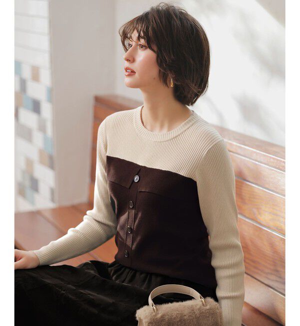 ANY SIS「ビスチェ風 長袖 ニット」|ニット・セーター|ﾁｮｺﾚｰﾄ&times;