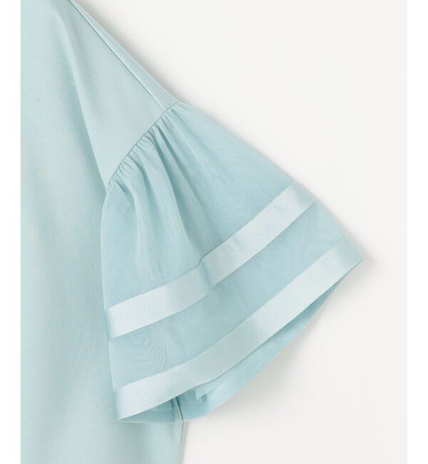 ANY SIS「ゆるVネックチュールフリル袖 プルオーバー」|Tシャツ・カットソー|