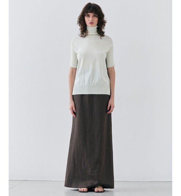 BEIGE,「【洗える】JULIE / シルク混カラーブロックタートルニット」|ニット・セーター|