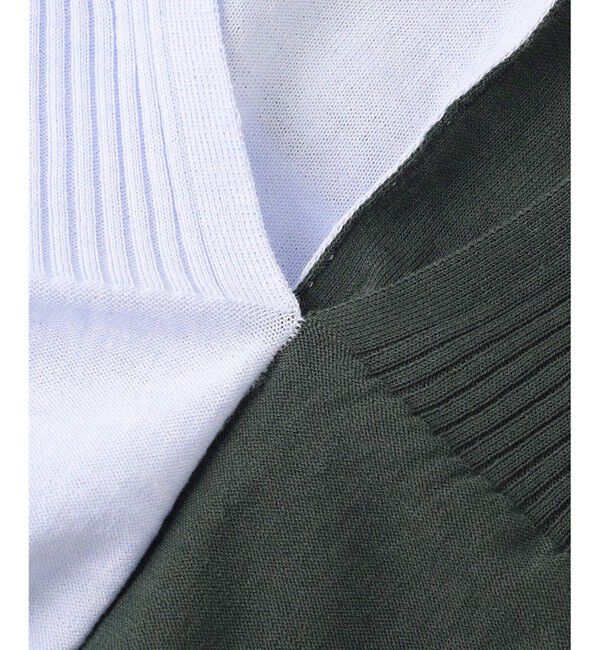 BEIGE,「【洗える】JULIE / シルク混カラーブロックタートルニット」|ニット・セーター|