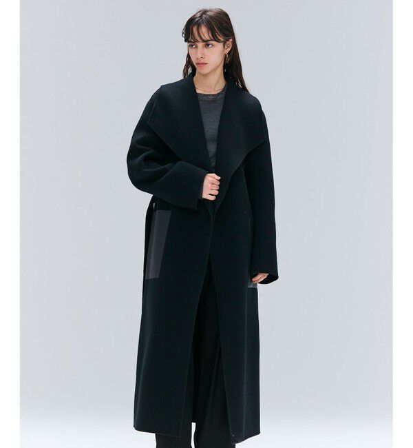 BEIGE,「LEMOORE / ウールリバーフェイクレザーポケット付きコート」|その他|Black