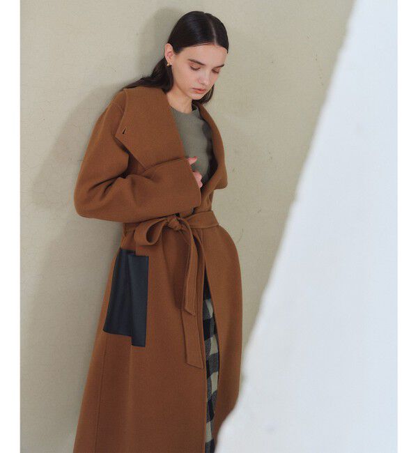 BEIGE,「LEMOORE / ウールリバーフェイクレザーポケット付きコート」|その他|