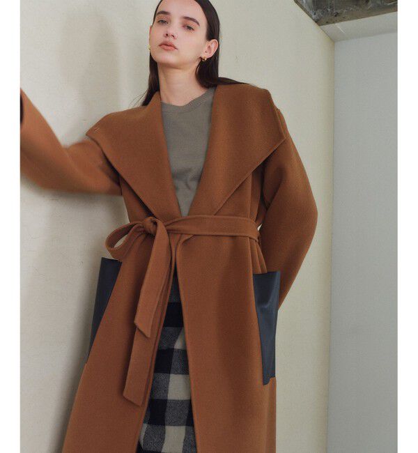 BEIGE,「LEMOORE / ウールリバーフェイクレザーポケット付きコート」|その他|