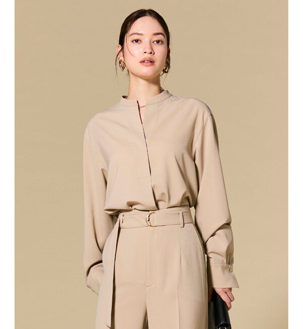 BEIGE,「【セットアップ対応】SPHENE / スタンドカラープルオーバーブラウス」|シャツ・ブラウス|Beige
