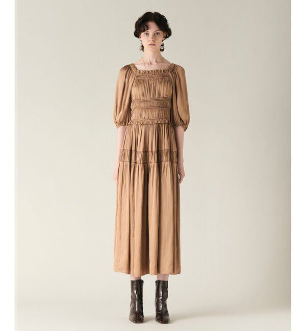 GRACE CONTINENTAL「スクエアギャザーワンピース」|ワンピース|