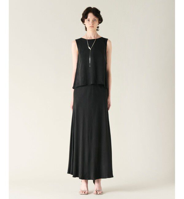 GRACE CONTINENTAL「キュプラサテンフレアスカート」|スカート|ブラック