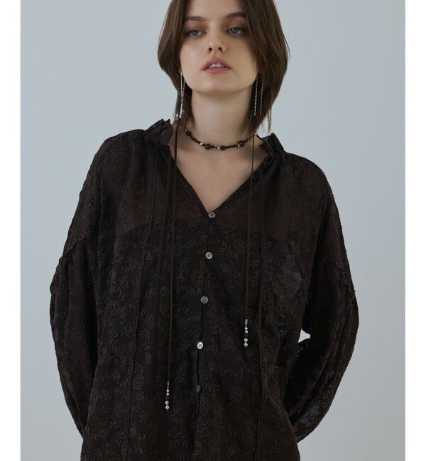 GRACE CONTINENTAL「ヨウリュウembカフタンブラウス」|シャツ・ブラウス|ブラウン