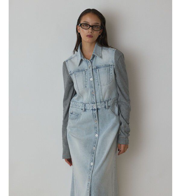 Diagram「デニムロングジレワンピース」|ワンピース|サックス