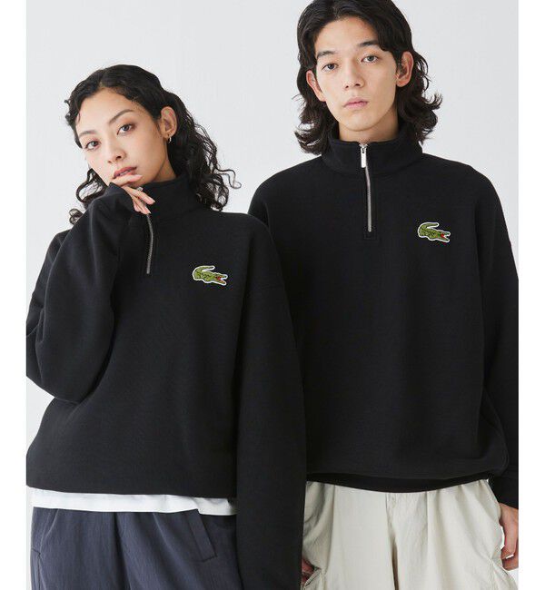 LACOSTE「ハーフジップスタンドカラースウェット / スタンドジップ トレーナー」|スウェット・ジャージ|ブラック