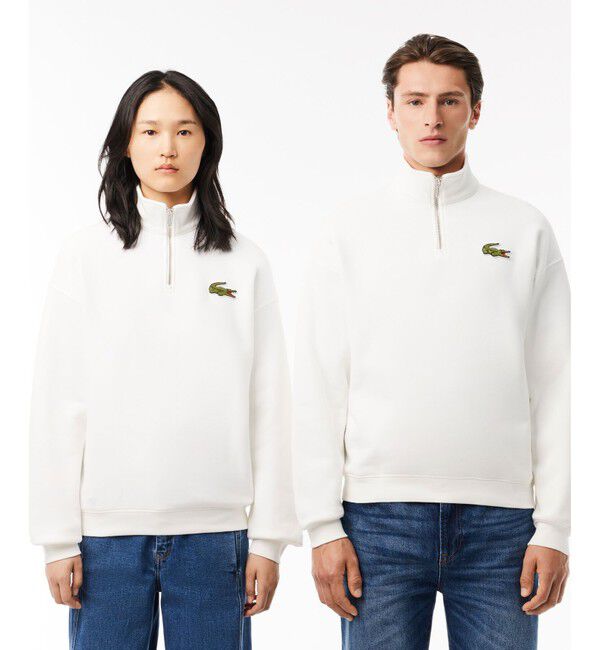LACOSTE「ハーフジップスタンドカラースウェット / スタンドジップ トレーナー」|スウェット・ジャージ|オフホワイト